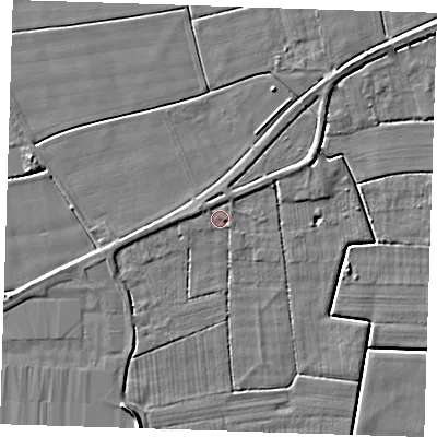 Shaded relief map of the ground around PE147AP, computed from Environment Agency LiDAR. The ground here sits at about 3 m above sea level and falls 6 m across the surrounding 800 m. Surface water reaching this point runs off ground lying to the north-west, 1.3 m higher.