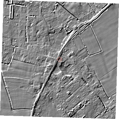Shaded relief map of the ground around PE147DE, computed from Environment Agency LiDAR. The ground here sits at about 3 m above sea level and falls 4 m across the surrounding 800 m. Surface water reaching this point runs off ground lying to the south-west, 2.0 m higher.