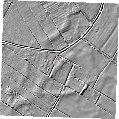 Shaded relief map of the ground around PE147DH, computed from Environment Agency LiDAR. The ground here sits at about 2 m above sea level and falls 5 m across the surrounding 800 m. Surface water reaching this point runs off ground lying to the south-south-west, 3.4 m higher.