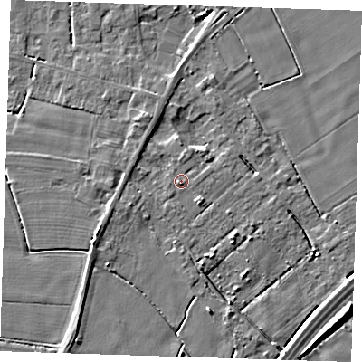 Shaded relief map of the ground around PE147DQ, computed from Environment Agency LiDAR. The ground here sits at about 2 m above sea level and falls 5 m across the surrounding 800 m. Surface water reaching this point runs off ground lying to the west-south-west, 0.7 m higher.