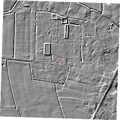 Shaded relief map of the ground around PE147DS, computed from Environment Agency LiDAR. The ground here sits at about 2 m above sea level and falls 4 m across the surrounding 800 m. Surface water reaching this point runs off ground lying to the north-east, 1.1 m higher.