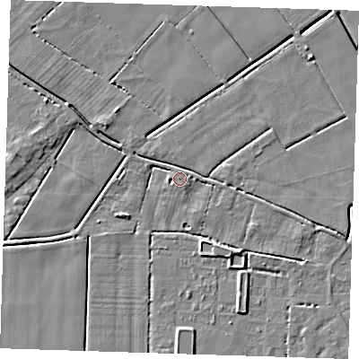 Shaded relief map of the ground around PE147ED, computed from Environment Agency LiDAR. The ground here sits at about 2 m above sea level and falls 5 m across the surrounding 800 m. Surface water reaching this point runs off ground lying to the south-east, 3.5 m higher.