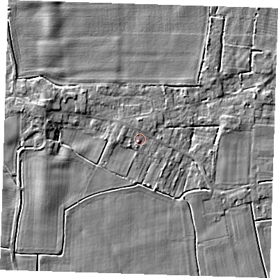 Shaded relief map of the ground around PE147ES, computed from Environment Agency LiDAR. The ground here sits at about 3 m above sea level and falls 3 m across the surrounding 800 m. Surface water reaching this point runs off ground lying to the south-south-west, 0.9 m higher.
