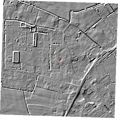 Shaded relief map of the ground around PE147EZ, computed from Environment Agency LiDAR. The ground here sits at about 2 m above sea level and falls 5 m across the surrounding 800 m. Surface water reaching this point runs off ground lying to the east-north-east, 0.7 m higher.