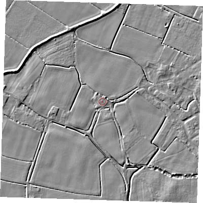 Shaded relief map of the ground around PE147HH, computed from Environment Agency LiDAR. The ground here sits at about 3 m above sea level and falls 5 m across the surrounding 800 m. Surface water reaching this point runs off ground lying to the north-north-west, 1.9 m higher.