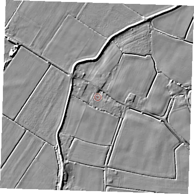 Shaded relief map of the ground around PE147HL, computed from Environment Agency LiDAR. The ground here sits at about 3 m above sea level and falls 7 m across the surrounding 800 m. Surface water reaching this point runs off ground lying to the north-west, 2.0 m higher.