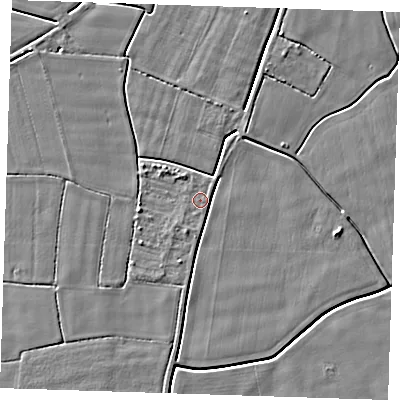 Shaded relief map of the ground around PE147HU, computed from Environment Agency LiDAR. The ground here sits at about 2 m above sea level and falls 4 m across the surrounding 800 m. Surface water reaching this point runs off ground lying to the north-north-east, 1.7 m higher.