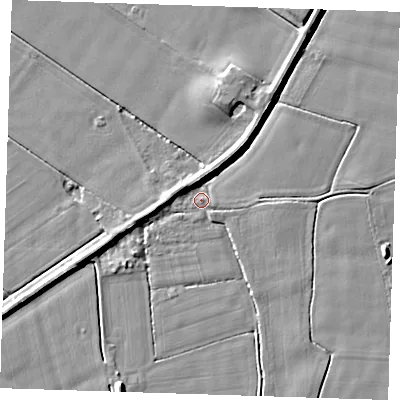 Shaded relief map of the ground around PE147JA, computed from Environment Agency LiDAR. The ground here sits at about 3 m above sea level and falls 5 m across the surrounding 800 m. Surface water reaching this point runs off ground lying to the east, 0.9 m higher.