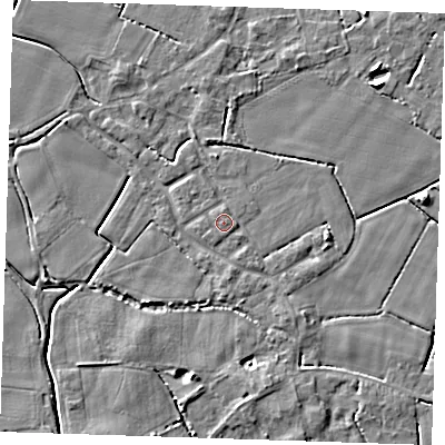 Shaded relief map of the ground around PE147JW, computed from Environment Agency LiDAR. The ground here sits at about 3 m above sea level and falls 4 m across the surrounding 800 m. Surface water reaching this point runs off ground lying to the east-south-east, 0.9 m higher.