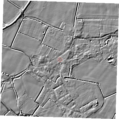 Shaded relief map of the ground around PE147LH, computed from Environment Agency LiDAR. The ground here sits at about 3 m above sea level and falls 4 m across the surrounding 800 m. Surface water reaching this point runs off ground lying to the east-south-east, 1.4 m higher.
