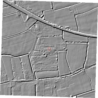 Shaded relief map of the ground around PE147NA, computed from Environment Agency LiDAR. The ground here sits at about 3 m above sea level and falls 4 m across the surrounding 800 m. Surface water reaching this point runs off ground lying to the north-north-east, 1.4 m higher.