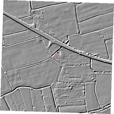 Shaded relief map of the ground around PE147NB, computed from Environment Agency LiDAR. The ground here sits at about 3 m above sea level and falls 4 m across the surrounding 800 m. Surface water reaching this point runs off ground lying to the east-south-east, 0.9 m higher.