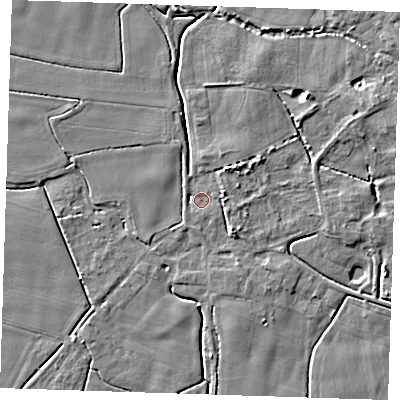 Shaded relief map of the ground around PE147NN, computed from Environment Agency LiDAR. The ground here sits at about 2 m above sea level and falls 4 m across the surrounding 800 m. Surface water reaching this point runs off ground lying to the north-east, 3.4 m higher.