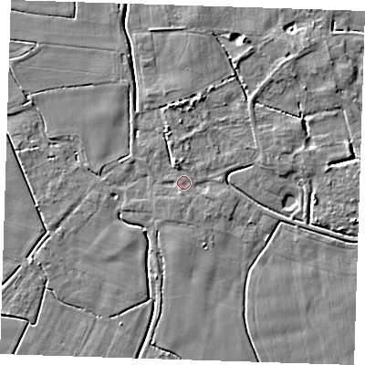 Shaded relief map of the ground around PE147NP, computed from Environment Agency LiDAR. The ground here sits at about 3 m above sea level and falls 4 m across the surrounding 800 m. Surface water reaching this point runs off ground lying to the north-north-east, 4.0 m higher.