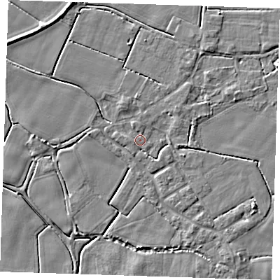 Shaded relief map of the ground around PE147NQ, computed from Environment Agency LiDAR. The ground here sits at about 2 m above sea level and falls 5 m across the surrounding 800 m. Surface water reaching this point runs off ground lying to the north-north-west, 4.1 m higher.