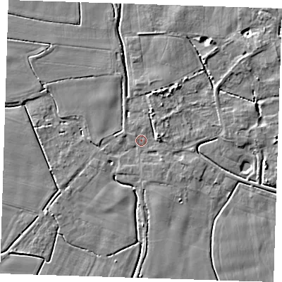 Shaded relief map of the ground around PE147NW, computed from Environment Agency LiDAR. The ground here sits at about 2 m above sea level and falls 4 m across the surrounding 800 m. Surface water reaching this point runs off ground lying to the north-east, 4.0 m higher.