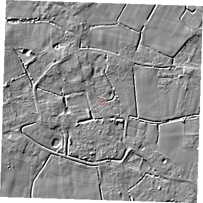 Shaded relief map of the ground around PE147PA, computed from Environment Agency LiDAR. The ground here sits at about 3 m above sea level and falls 4 m across the surrounding 800 m. Surface water reaching this point runs off ground lying to the north-west, 3.1 m higher.