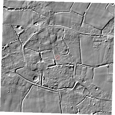 Shaded relief map of the ground around PE147PB, computed from Environment Agency LiDAR. The ground here sits at about 3 m above sea level and falls 4 m across the surrounding 800 m. Surface water reaching this point runs off ground lying to the north-west, 3.1 m higher.