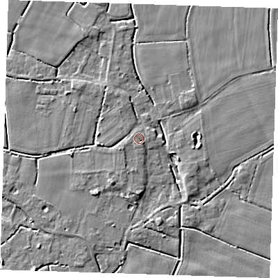 Shaded relief map of the ground around PE147PH, computed from Environment Agency LiDAR. The ground here sits at about 3 m above sea level and falls 5 m across the surrounding 800 m. Surface water reaching this point runs off ground lying to the south-east, 1.4 m higher.