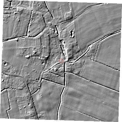 Shaded relief map of the ground around PE147PQ, computed from Environment Agency LiDAR. The ground here sits at about 2 m above sea level and falls 5 m across the surrounding 800 m. Surface water reaching this point runs off ground lying to the south-west, 3.4 m higher.