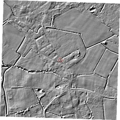 Shaded relief map of the ground around PE147PR, computed from Environment Agency LiDAR. The ground here sits at about 3 m above sea level and falls 4 m across the surrounding 800 m. Surface water reaching this point runs off ground lying to the south, 3.3 m higher.