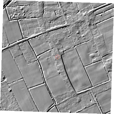Shaded relief map of the ground around PE147QQ, computed from Environment Agency LiDAR. The ground here sits at about 3 m above sea level and falls 4 m across the surrounding 800 m. Surface water reaching this point runs off ground lying to the south-south-west, 0.6 m higher.