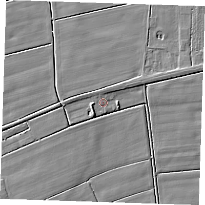 Shaded relief map of the ground around PE147RN, computed from Environment Agency LiDAR. The ground here sits at about 2 m above sea level and falls 5 m across the surrounding 800 m. Surface water reaching this point runs off ground lying to the south-west, 3.6 m higher.