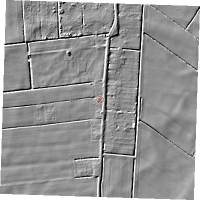 Shaded relief map of the ground around PE147SQ, computed from Environment Agency LiDAR. The ground here sits at about 2 m above sea level and falls 5 m across the surrounding 800 m. Surface water reaching this point runs off ground lying to the south-east, 3.0 m higher.