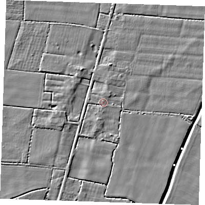 Shaded relief map of the ground around PE147SS, computed from Environment Agency LiDAR. The ground here sits at about 3 m above sea level and falls 5 m across the surrounding 800 m. Surface water reaching this point runs off ground lying to the north-north-east, 0.9 m higher.