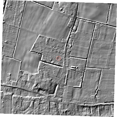 Shaded relief map of the ground around PE148DF, computed from Environment Agency LiDAR. The ground here sits at about 2 m above sea level and falls 5 m across the surrounding 800 m. Surface water reaching this point runs off ground lying to the south-west, 0.8 m higher.