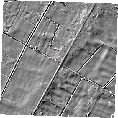 Shaded relief map of the ground around PE148EP, computed from Environment Agency LiDAR. The ground here sits at about 2 m above sea level and falls 4 m across the surrounding 800 m. Surface water reaching this point runs off ground lying to the south-east, 0.7 m higher.