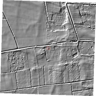 Shaded relief map of the ground around PE148EQ, computed from Environment Agency LiDAR. The ground here sits at about 2 m above sea level and falls 5 m across the surrounding 800 m. Surface water reaching this point runs off ground lying to the north-east, 2.3 m higher.