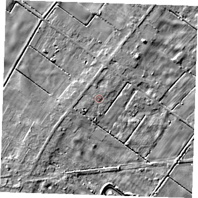 Shaded relief map of the ground around PE148EX, computed from Environment Agency LiDAR. The ground here sits at about 2 m above sea level and falls 5 m across the surrounding 800 m. Surface water reaching this point runs off ground lying to the north-north-west, 1.1 m higher.
