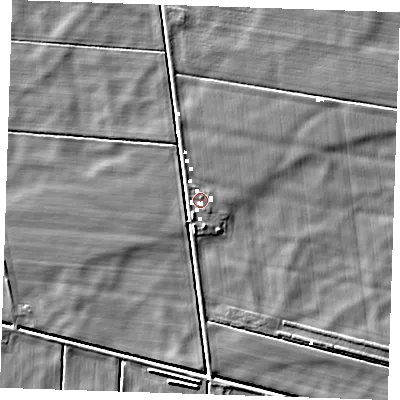 Shaded relief map of the ground around PE148HE, computed from Environment Agency LiDAR. The ground here sits at about 0 m above sea level and falls 5 m across the surrounding 800 m. Surface water reaching this point runs off ground lying to the south-south-west, 1.3 m higher.