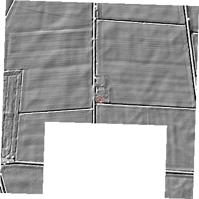 Shaded relief map of the ground around PE148HG, computed from Environment Agency LiDAR. The ground here sits at about -0 m above sea level and falls 3 m across the surrounding 800 m. Surface water reaching this point runs off ground lying to the north-north-west, 1.2 m higher.