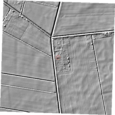 Shaded relief map of the ground around PE148JS, computed from Environment Agency LiDAR. The ground here sits at about -0 m above sea level and falls 4 m across the surrounding 800 m. Surface water reaching this point runs off ground lying to the north-west, 1.0 m higher.