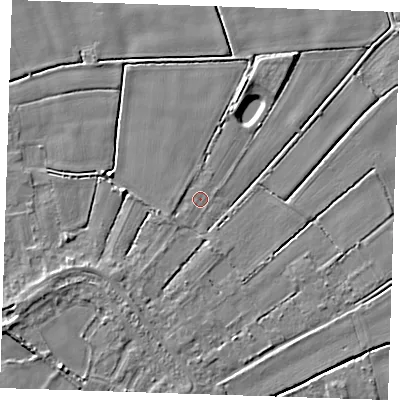 Shaded relief map of the ground around PE148PN, computed from Environment Agency LiDAR. The ground here sits at about 2 m above sea level and falls 6 m across the surrounding 800 m. Surface water reaching this point runs off ground lying to the south-south-west, 2.7 m higher.