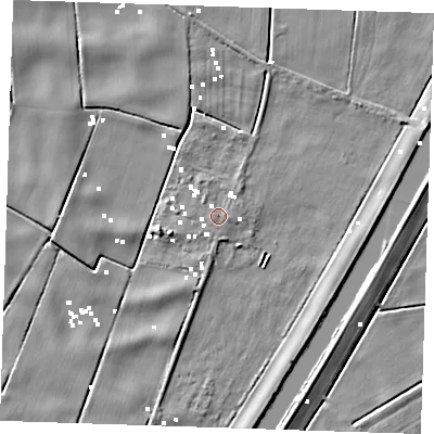 Shaded relief map of the ground around PE148PX, computed from Environment Agency LiDAR. The ground here sits at about 0 m above sea level and falls 6 m across the surrounding 800 m. Surface water reaching this point runs off ground lying to the east, 0.8 m higher.