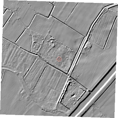 Shaded relief map of the ground around PE148RU, computed from Environment Agency LiDAR. The ground here sits at about 2 m above sea level and falls 6 m across the surrounding 800 m. Surface water reaching this point runs off ground lying to the south-west, 0.9 m higher.