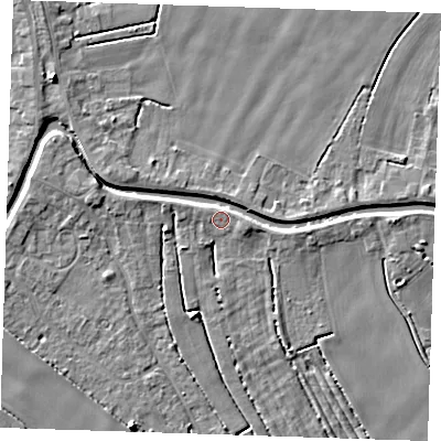 Shaded relief map of the ground around PE148SD, computed from Environment Agency LiDAR. The ground here sits at about 3 m above sea level and falls 5 m across the surrounding 800 m. Surface water reaching this point runs off ground lying to the north, 0.9 m higher.