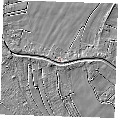 Shaded relief map of the ground around PE148SE, computed from Environment Agency LiDAR. The ground here sits at about 3 m above sea level and falls 4 m across the surrounding 800 m. Surface water reaching this point runs off ground lying to the west-south-west, 1.2 m higher.