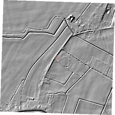 Shaded relief map of the ground around PE148SQ, computed from Environment Agency LiDAR. The ground here sits at about 2 m above sea level and falls 8 m across the surrounding 800 m. Surface water reaching this point runs off ground lying to the south-south-west, 2.4 m higher.