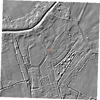 Shaded relief map of the ground around PE149AB, computed from Environment Agency LiDAR. The ground here sits at about 3 m above sea level and falls 4 m across the surrounding 800 m. Surface water reaching this point runs off ground lying to the north-north-west, 2.2 m higher.