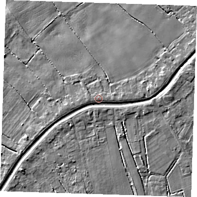 Shaded relief map of the ground around PE149DF, computed from Environment Agency LiDAR. The ground here sits at about 4 m above sea level and falls 4 m across the surrounding 800 m. Surface water reaching this point runs off ground lying to the east, 3.1 m higher.