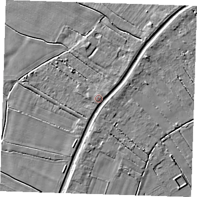 Shaded relief map of the ground around PE149DW, computed from Environment Agency LiDAR. The ground here sits at about 4 m above sea level and falls 5 m across the surrounding 800 m. Surface water reaching this point runs off ground lying to the north-east, 2.9 m higher.