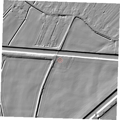 Shaded relief map of the ground around PE149HG, computed from Environment Agency LiDAR. The ground here sits at about 2 m above sea level and falls 5 m across the surrounding 800 m. Surface water reaching this point runs off ground lying to the north-west, 1.5 m higher.