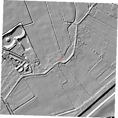 Shaded relief map of the ground around PE149HJ, computed from Environment Agency LiDAR. The ground here sits at about 2 m above sea level and falls 6 m across the surrounding 800 m. Surface water reaching this point runs off ground lying to the south-east, 2.8 m higher.