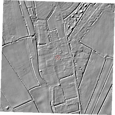 Shaded relief map of the ground around PE149HS, computed from Environment Agency LiDAR. The ground here sits at about 2 m above sea level and falls 5 m across the surrounding 800 m. Surface water reaching this point runs off ground lying to the north-north-east, 2.4 m higher.