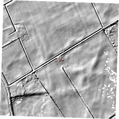 Shaded relief map of the ground around PE149JJ, computed from Environment Agency LiDAR. The ground here sits at about 2 m above sea level and falls 5 m across the surrounding 800 m. Surface water reaching this point runs off ground lying to the west-south-west, 1.3 m higher.
