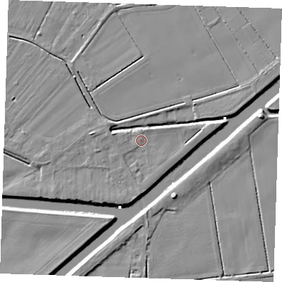 Shaded relief map of the ground around PE149JP, computed from Environment Agency LiDAR. The ground here sits at about 3 m above sea level and falls 6 m across the surrounding 800 m. Surface water reaching this point runs off ground lying to the west, 3.0 m higher.